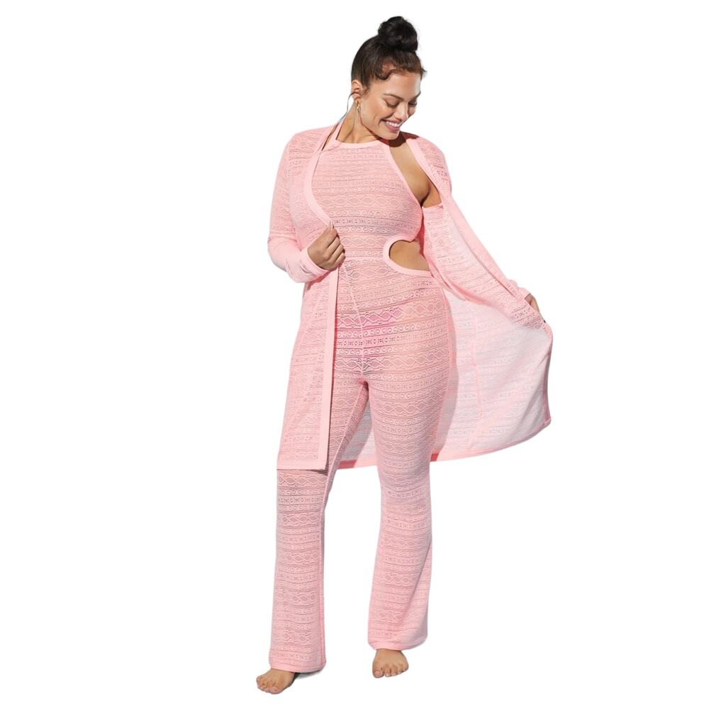 Yitty Knit Slip Long B* I'm Blushin Pink Cardigan Sweater